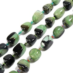 Black Green Lace Agate/Banded Agate Nuggets, Approx 12-16mm, 16pcs/strand