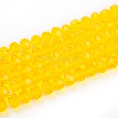 Yellow Glass Faceted Rondelles , Approx 6x8mm, 38cm/strand