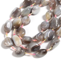 Grey Lace Agate/Banded Agate Nuggets, Approx 19-22x23-32mm, 12pcs/strand