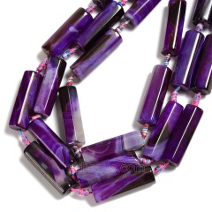 Purple Lace Agate/Banded Agate Hexagonal Prisms, Approx 12x42mm, 8pcs/strand