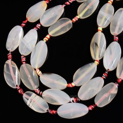 White Lace Agate/Banded Agate Twist Ovals, Approx 15-16x28-30mm, 11pcs/strand