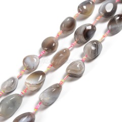 Grey Lace Agate/Banded Agate Nuggets, Approx 19-22x23-32mm, 12pcs/strand