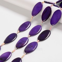Purple Lace Agate/Banded Agate Smooth Horse Eye with Thin Edge, Approx 24-26x48-50mm, 8pcs/strand