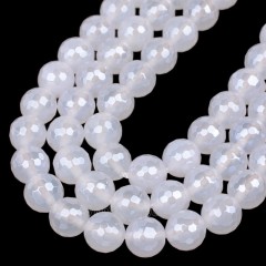 High Luster Plated White Agate Faceted Rounds, 128 Facets, Approx 6-12mm, 38cm/strand