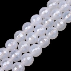 High Luster Plated White Agate Faceted Rounds, 128 Facets, Approx 6-12mm, 38cm/strand