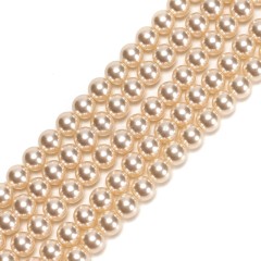 Beige Glass Pearl Smooth Rounds, Approx 2-12mm, 38cm/strand