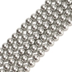 Light Grey Glass Pearl Smooth Rounds, Approx 2-12mm, 38cm/strand