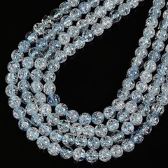 Blue Cracked Glass Smooth Rounds, Approx 4-12mm, 38cm/strand