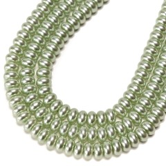 Green Glass Pearl Smooth Rondelles, Approx 4.5x8mm, 38cm/strand