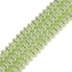 Apple Green Glass Pearl Smooth Saucer, Approx 4.5x8mm, 38cm/strand