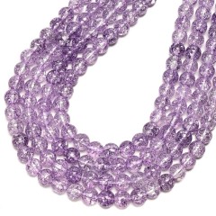 Light Purple Cracked Glass Smooth Rounds, Approx 4-12mm, 38cm/strand
