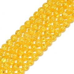 Yellow Cracked Glass Smooth Rounds, Approx 4-12mm, 38cm/strand