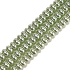 Green Glass Pearl Smooth Rondelles, Approx 4.5x8mm, 38cm/strand