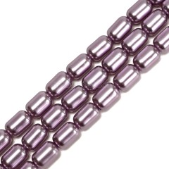 Purple Glass Pearl Smooth Barrel Drums, Approx 6x9mm, 38cm/strand