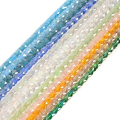 AB Plated Transparent Royal Blue Glass Faceted Flat Bamboo Joints, Approx 8.5x10.5mm, 38cm/strand