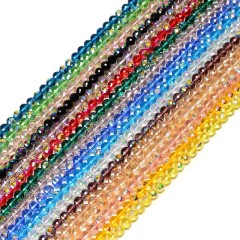 Transparent Malachite Green Glass Faceted Rounds, Half Rainbow Plated, 128 Facets, Approx 4-10mm, 38cm/strand