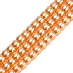 Yellow Glass Pearl Smooth Barrel Drums, Approx 6x8mm, 38cm/strand