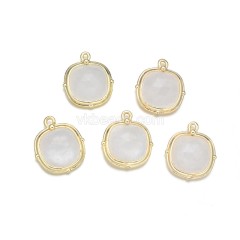 Gemstone Faceted Square Charms, with Gold Plated Base Metal Findings, Approx 13mm, Sell by Piece