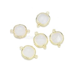 Gemstone Faceted Square Double Rings Base Metal Connectors, Approx 14mm, Sell by Piece
