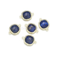 Gemstone Faceted Square Double Rings Base Metal Connectors, Approx 14mm, Sell by Piece