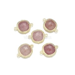 Gemstone Faceted Square Double Rings Base Metal Connectors, Approx 14mm, Sell by Piece