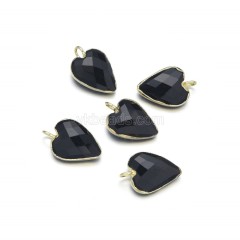 Gemstone Faceted Puffy Heart Charms, with Base Metal Edge, Approx 12x18mm, Sell by Piece