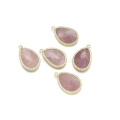 Gemstone Faceted Egg Charms, with Gold Plated Base Metal Findings, Approx 14.5x23mm, Sell by Piece