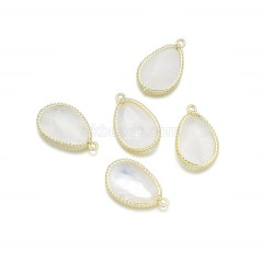 Gemstone Faceted Egg Charms, with Gold Plated Base Metal Findings, Approx 14.5x23mm, Sell by Piece
