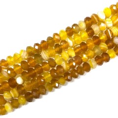 Golden Yellow Lace Agate/Banded Agate Faceted Rondelles, Approx 4x6-6x10mm, 38cm/strand