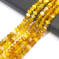 Golden Yellow Lace Agate/Banded Agate Faceted Rondelles, Approx 4x6-6x10mm, 38cm/strand