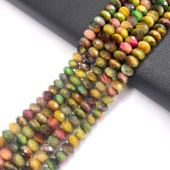 Rainbow Tiger Eye Faceted Rondelles, Approx 4x6-6x10mm, 38cm/strand