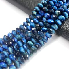 Sky Blue Tiger Eye Faceted Rondelles, Approx 4x6-6x10mm, 38cm/strand