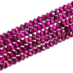 Fuchsia Tiger Eye Faceted Rondelles, Approx 4x6-6x10mm, 38cm/strand