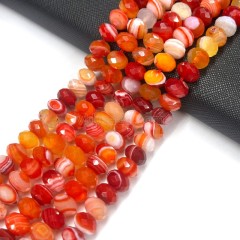 Tangerine Lace Agate/Banded Agate Faceted Rondelles, Approx 4x6-6x10mm, 38cm/strand