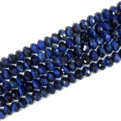 Lapis Lazuli Color Tiger Eye Faceted Rondelles, Approx 4x6-6x10mm, 38cm/strand