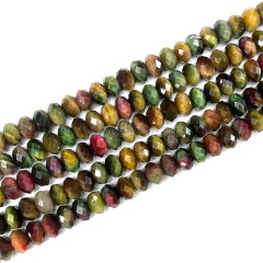 Rainbow Tiger Eye Faceted Rondelles, Approx 4x6-6x10mm, 38cm/strand