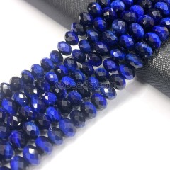 Lapis Lazuli Color Tiger Eye Faceted Rondelles, Approx 4x6-6x10mm, 38cm/strand
