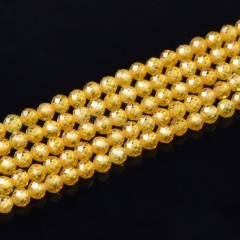 Golden Yellow Cubic Zirconia Faceted Rounds, Approx 2-5mm, 37-37.5cm/strand