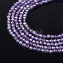 Purple Cubic Zirconia Faceted Rounds, Approx 2-5mm, 37-37.5cm/strand