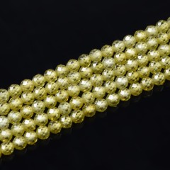 Papaya Yellow Cubic Zirconia Faceted Rounds, Approx 2-5mm, 37-37.5cm/strand