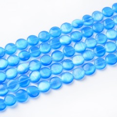 Cats Eye Smooth Coins, Approx 12mm, 38cm/strand
