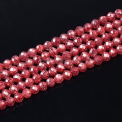 Dark Ruby Cubic Zirconia Faceted Rounds, Approx 2-5mm, 38cm/strand