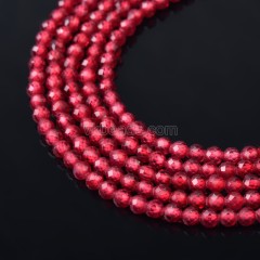 Brick Red Cubic Zirconia Faceted Rounds, Approx 2-5mm, 38cm/strand