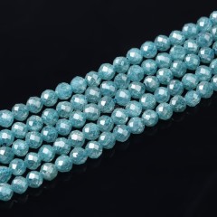 Light Lake Blue Cubic Zirconia Faceted Rounds, Approx 2-5mm, 38cm/strand