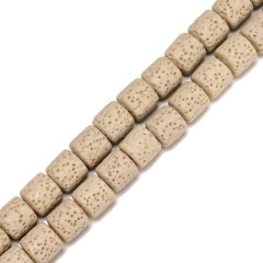 Lava Rock Smooth Columns, Approx 6x6-10x10mm, 38cm/strand