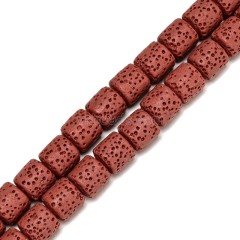 Lava Rock Smooth Columns, Approx 6x6-10x10mm, 38cm/strand