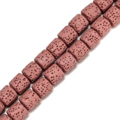 Lava Rock Smooth Columns, Approx 6x6-10x10mm, 38cm/strand