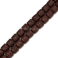 Lava Rock Smooth Columns, Approx 6x6-10x10mm, 38cm/strand