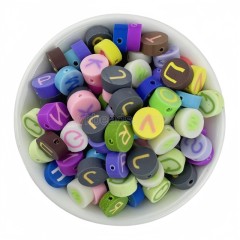 Alphabet Mixed Color Handmade Polymer Clay Beads, Approx 10mm, 50pcs/bag, Sell by Bags