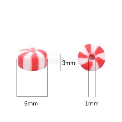 Red White Polymer Clay Flat Round/Disc/Heishi Beads Strands, Approx 3x6mm, 38-39cm/strand